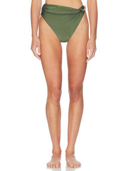 PatBO - Aurora Lycra Women's High Waist Bikini Bottom Green