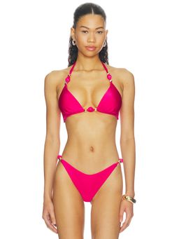 PatBO - Aurora Lycra Women's Unpadded Halterneck Bikini Top Pink