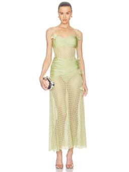 PatBO - Petal Long Women's Floral Strap Maxi Dress Green