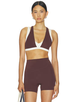P.E Nation - Unity Women's Medium Impact Racerback Sports Bra Maroon & White