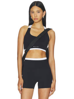 P.E Nation - Highgate Women's Removable Pads Racerback Sports Bra Black & White
