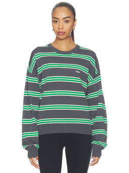 P.E Nation - Retreat Stripe Women's Relaxed Drop-Shoulder Sweater Grey