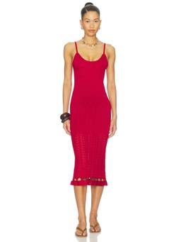 PEIXOTO - Nora Knit Women's Sleeveless Shoulder Strap Maxi Dress Red