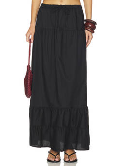 PEIXOTO - Riley Women's Tiered Elastic Waist Maxi Skirt Black