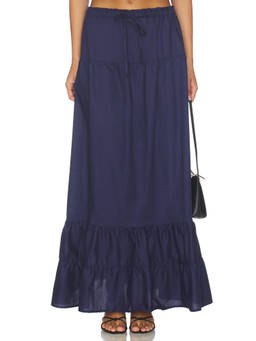 PEIXOTO - Riley Women's Drawstring Elastic Waist Maxi Skirt Navy Blue