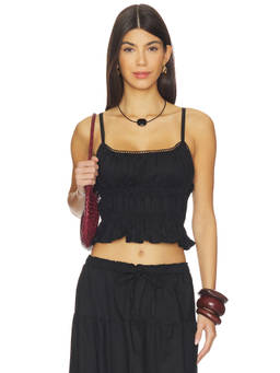 PEIXOTO - Amelia Women's Sleeveless Eyelet Trim Crop Top Black