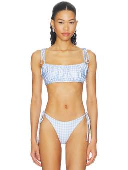PEIXOTO - Silas Women's Unpadded Tie-Strap Bikini Top Cloud Blue