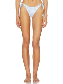 PEIXOTO - Tonie Women's Side Tie Brazilian Bikini Bottom Cloud Blue Gingham