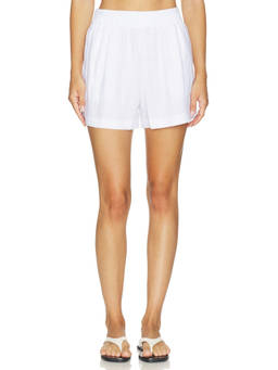 perfectwhitetee - Malin Women's Pull-On Elastic Waist Linen Shorts White