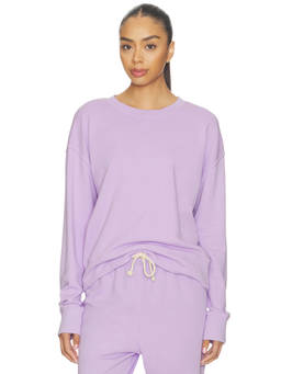 perfectwhitetee - French Terry Women's Drop Shoulder Pullover Sweatshirt Purple