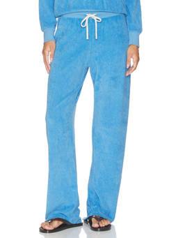 perfectwhitetee - Loop Terry Women's Drawstring Elastic Waist Pajamas Blue