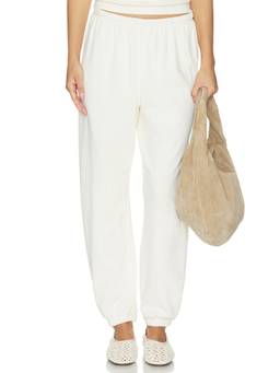 perfectwhitetee - Johnny Women's Elastic Waist French Terry Sweatpants Bright Ivory