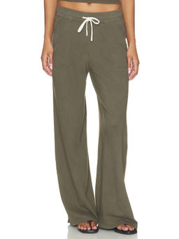 perfectwhitetee - Noa Pocket Women's Drawstring Elastic Waist Wide Trousers Olive