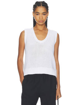 perfectwhitetee - Peggy Women's Crochet Knit Sleeveless Sweater Tank Top White