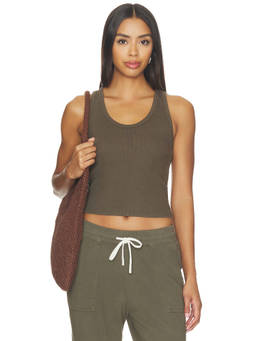 perfectwhitetee - Structured Rib Women's Bra-Friendly Sleeveless Tank Top Olive