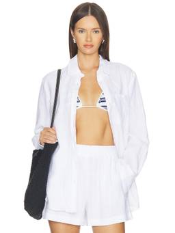 perfectwhitetee - Lorelai Women's Sheer Linen Button-Down Shirt White