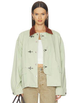 Found - Washed Women's Fireman Clasp Canvas Jacket Sage Green