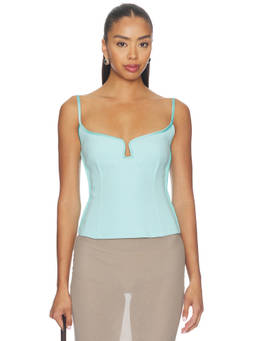 Paris Georgia - Marlo Women's Sleeveless Cinched Waist Tank Top Blue