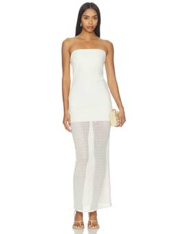 PQ - Aura Women's Strapless Textured Knit Swim Cover-Up Dress Biscotti