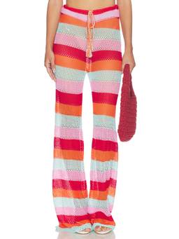 PQ - Bree Boho Women's Sheer Crochet Knit Drawstring Pant Multi-Color