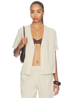 PQ - Lightweight Linen Women's Button Front Beachwear Sand