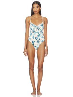 PQ - Crinkled Women's Built-In Bra Tie-Up One-Piece Swimsuit Pink