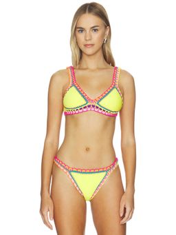 PQ - Crochet Women's Unpadded Pull-On Bikini Top Yellow