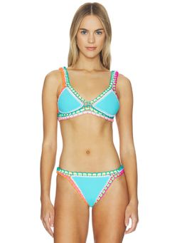 PQ - Crochet Women's Unpadded Pull-On Bikini Top Blue