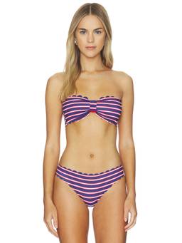 PQ - X Alice + Olivia Women's Reversible Scallop Bandeau Bikini Top Brown