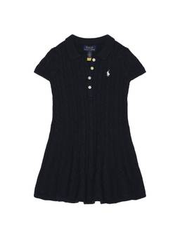 POLO RALPH LAUREN - Cotton Cable Knit Women's Short Sleeve Polo Mini Dress Navy Blue