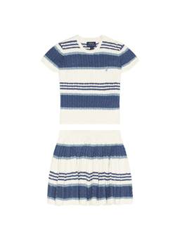 POLO RALPH LAUREN - Cable Knit Women's Striped Top & Skirt Set Multi-Color