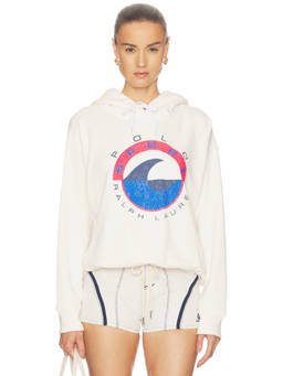 POLO RALPH LAUREN - Island Fleece Women's Graphic Hooded Pullover Hoodie Off White