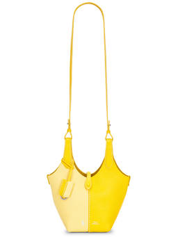 POLO RALPH LAUREN - Shiny Pebble Leather Bucket Bag Yellow