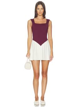 Port de Bras - Kasumi Women's Sleeveless Square Neck Mini Dress Burgundy