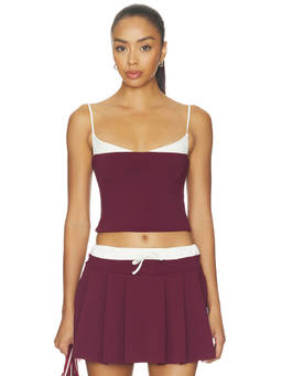 Port de Bras - Amaya Women's Contrast Strap Crop Top Burgundy