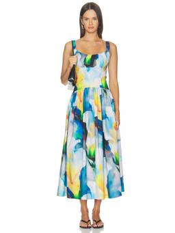 Prabal Gurung - Ruched Waist Women's Printed Poplin Maxi Dress Multi-Color