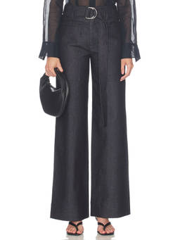 Proenza Schouler White Label - Lina Women's Mid-Waist Belted Wide Jeans Indigo