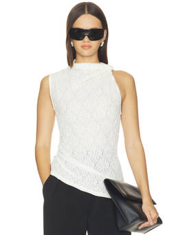Proenza Schouler White Label - Circe Women's Ruched Sleeveless Lace Top Off White