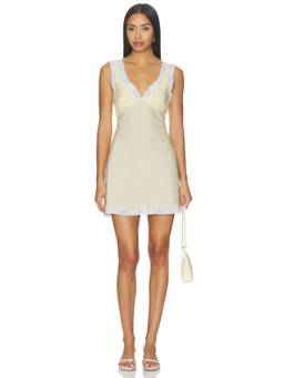 Posse - Tabitha Women's Lace Trim V-Neck Slip Mini Dress Cream