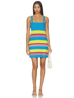 Posse - Tammy Women's Crochet Knit Sleeveless Mini Dress Blue