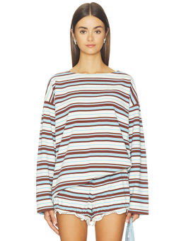 Posse - Women's Striped Jersey Regular Top Chocolate Multi Stripe
