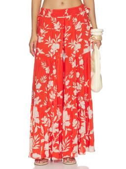 Poupette St Barth - Women's Elastic Waist Wide-Leg Palazzo Pants Coral