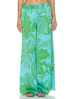 Poupette St Barth - Megan Women's Elastic Waist Wide-Leg Palazzo Pants Green