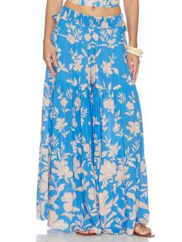 Poupette St Barth - Soledad Women's Elastic Waist Wide-Leg Palazzo Pants Blue