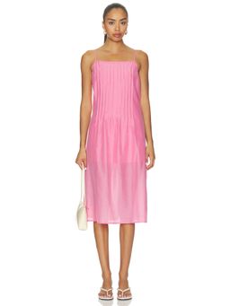PISTOLA - Vitoria Women's Pleated Shoulder Strap Midi Dress Pink