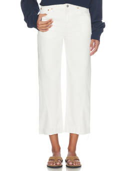 PISTOLA - Mid Rise Women's Cuffed Boyfriend Jeans White
