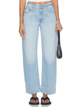 PISTOLA - Rolled Hem Women's Mid-Waist Distressed Boyfriend Jeans Blue
