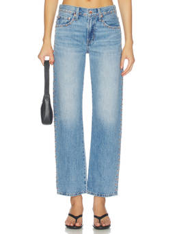 PISTOLA - Lexi Women's Mid-Rise Studded Straight-Leg Jeans Blue