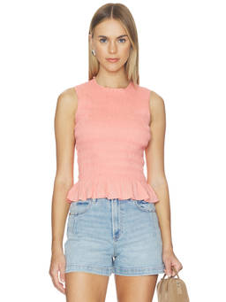PISTOLA - Phoebe Women's Smocked Sleeveless Tank Top Coral