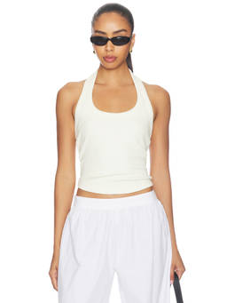 PISTOLA - Nattie Women's Ribbed Halter Neck Tank Top Off White